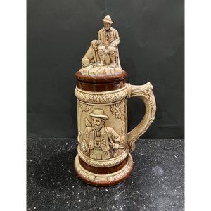 Vintage Alaskan Clay Beer Stein with Lid